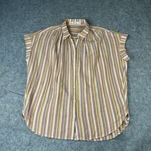 Madewell Central Shirt Womens Small Button Down Rainbow Striped Cotton Flaw